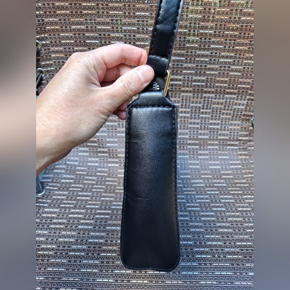 Y2K Black Chevron Print Faux Leather Handbag Purse - Picture 3 of 10